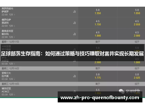 足球部落生存指南：如何通过策略与技巧赚取财富并实现长期发展